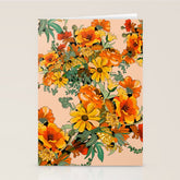 70s Pastel Floral on pink blush Boho Stationery Card