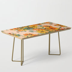 70s Pastel Floral on pink blush Boho Coffee Table