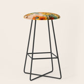 70s Pastel Floral on pink blush Boho Stool