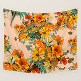 70s Pastel Floral on pink blush Boho Wall Tapestry