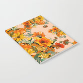 70s Pastel Floral on pink blush Boho Notebook