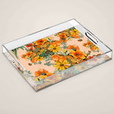 70s Pastel Floral on pink blush Boho Acrylic Tray