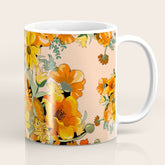 70s Pastel Floral on pink blush Boho Coffee Mug