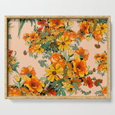 70s Pastel Floral on pink blush Boho Serving Tray