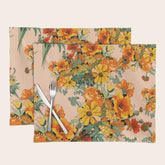70s Pastel Floral on pink blush Boho Placemat