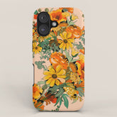 70s Pastel Floral on pink blush Boho iPhone Case