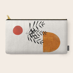 Autumn Vine' Minimal Mid Century Abstract Shapes With Floral Plant Motif Boho Vintage Paper Collage Line Drawing Carry All Pouch
