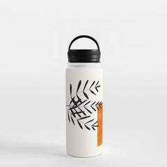 Autumn Vine' Minimal Mid Century Abstract Shapes With Floral Plant Motif Boho Vintage Paper Collage Line Drawing Water Bottle