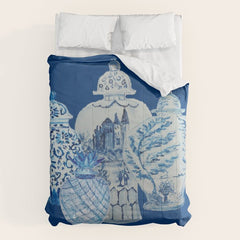 4 Four 4 Blue and White Ginger Jars Comforter