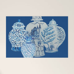 4 Four 4 Blue and White Ginger Jars Welcome Mat