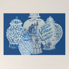 4 Four 4 Blue and White Ginger Jars Welcome Mat