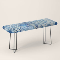 4 Four 4 Blue and White Ginger Jars Bench