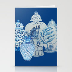 4 Four 4 Blue and White Ginger Jars Stationery Card