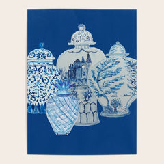 4 Four 4 Blue and White Ginger Jars Poster