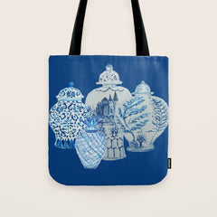 4 Four 4 Blue and White Ginger Jars Tote Bag