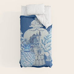 4 Four 4 Blue and White Ginger Jars Comforter