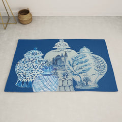 4 Four 4 Blue and White Ginger Jars Rug