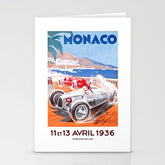 1936 Monaco Grand Prix Race Poster Stationery Card