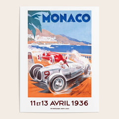 1936 Monaco Grand Prix Race Poster Poster