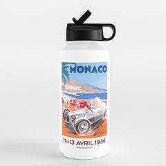 1936 Monaco Grand Prix Race Poster Water Bottle