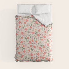 A breath of fresh air - A seamless floral pattern in pinks and reds Comforter