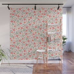 A breath of fresh air - A seamless floral pattern in pinks and reds Wall Mural