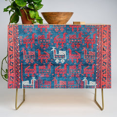 25 Peacocks Baluch Khorasan Persian Bag Face Print Credenza