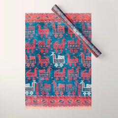 25 Peacocks Baluch Khorasan Persian Bag Face Print Wrapping Paper
