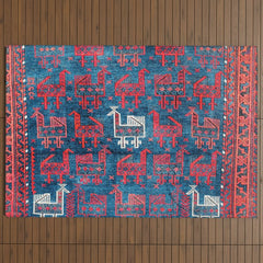 25 Peacocks Baluch Khorasan Persian Bag Face Print Outdoor Rug