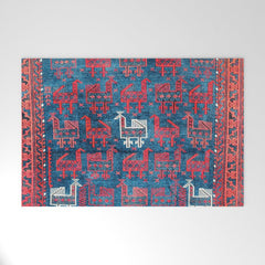 25 Peacocks Baluch Khorasan Persian Bag Face Print Welcome Mat