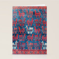 25 Peacocks Baluch Khorasan Persian Bag Face Print Stationery Card