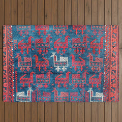 25 Peacocks Baluch Khorasan Persian Bag Face Print Outdoor Rug