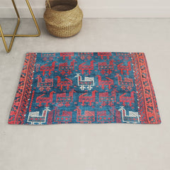25 Peacocks Baluch Khorasan Persian Bag Face Print Rug