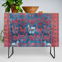 25 Peacocks Baluch Khorasan Persian Bag Face Print Credenza