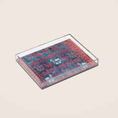 25 Peacocks Baluch Khorasan Persian Bag Face Print Acrylic Tray