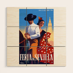 1961 SPAIN Feria De Sevilla Poster Wood Wall Art
