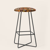 70s retro ditzy flowers, boho, browns, orange, hippie Stool
