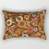 70s retro ditzy flowers, boho, browns, orange, hippie Rectangular Pillow