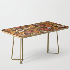 70s retro ditzy flowers, boho, browns, orange, hippie Coffee Table