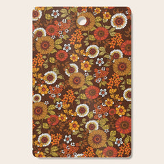 70s retro ditzy flowers, boho, browns, orange, hippie Cutting Board