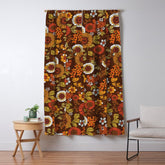 70s retro ditzy flowers, boho, browns, orange, hippie Window Curtain