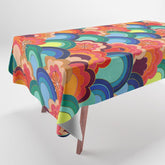 70s rainbow flowers sunset colors Tablecloth