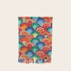 70s rainbow flowers sunset colors Wall Hanging