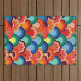 70s rainbow flowers sunset colors Outdoor Rug