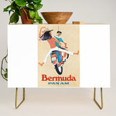 1960 Bermuda Pan American Airlines Travel Poster Credenza