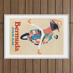 1960 Bermuda Pan American Airlines Travel Poster Outdoor Rug