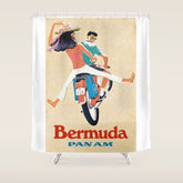 1960 Bermuda Pan American Airlines Travel Poster Shower Curtain