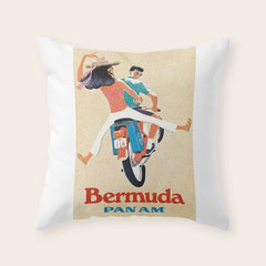 1960 Bermuda Pan American Airlines Travel Poster Throw Pillow