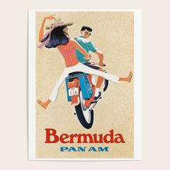1960 Bermuda Pan American Airlines Travel Poster Poster