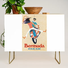 1960 Bermuda Pan American Airlines Travel Poster Credenza